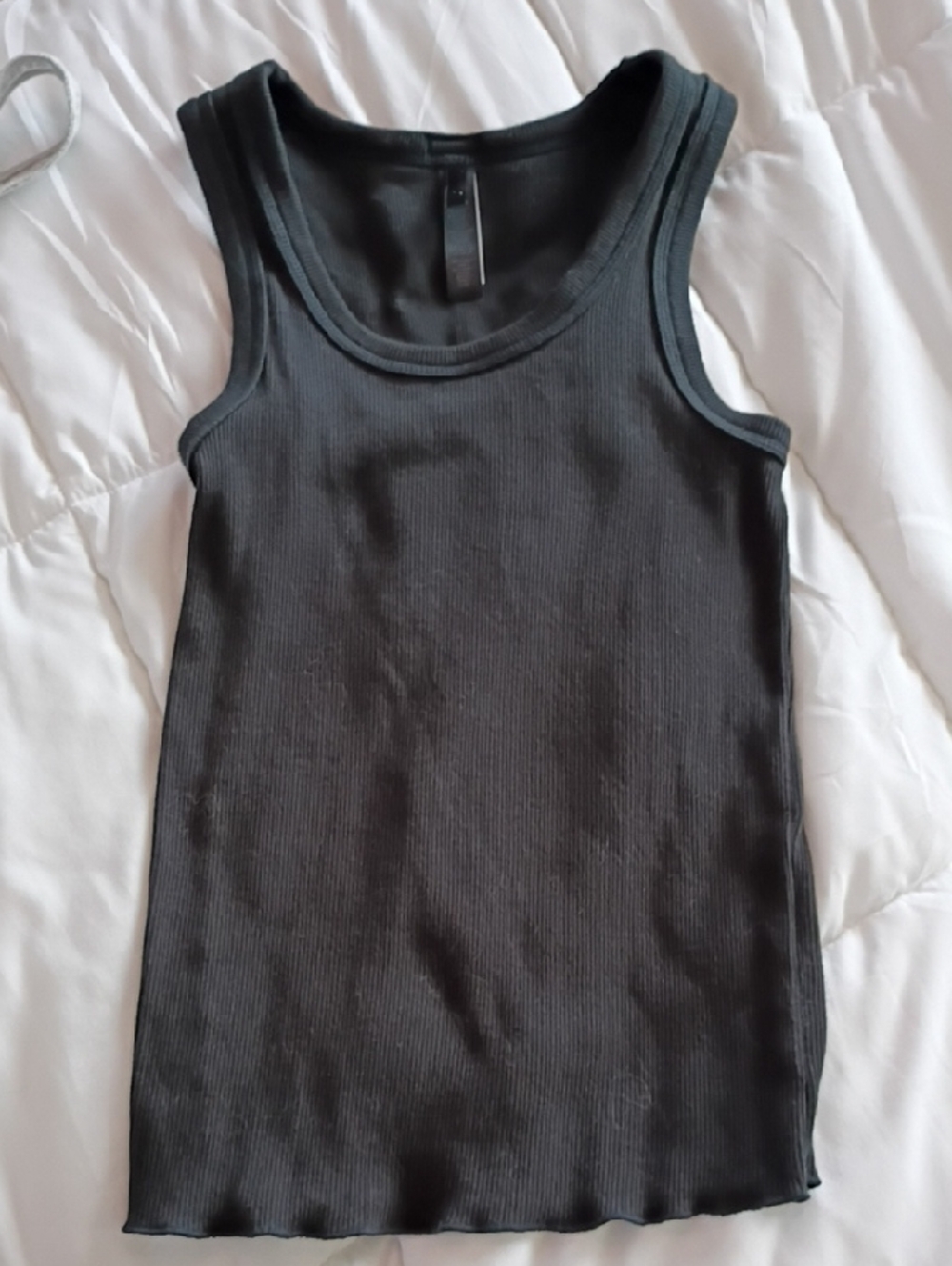 Skims Cotton Scoop Neck Ribbed Tank Top - Soot